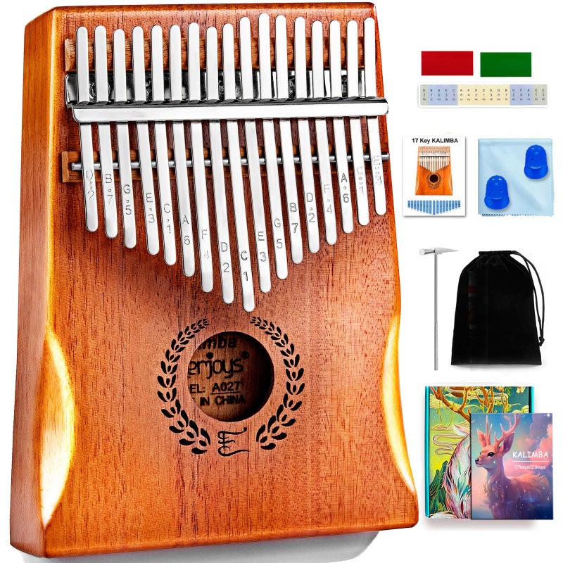 Everjoys Kalimba Thumb Piano 17 Keys, Professional Musical Instrument Finger Piano Marimbas with Portable Soft Cloth Bag, Fast to Learn Songbook, Tuning Hammer, All in One Kit - Image 1